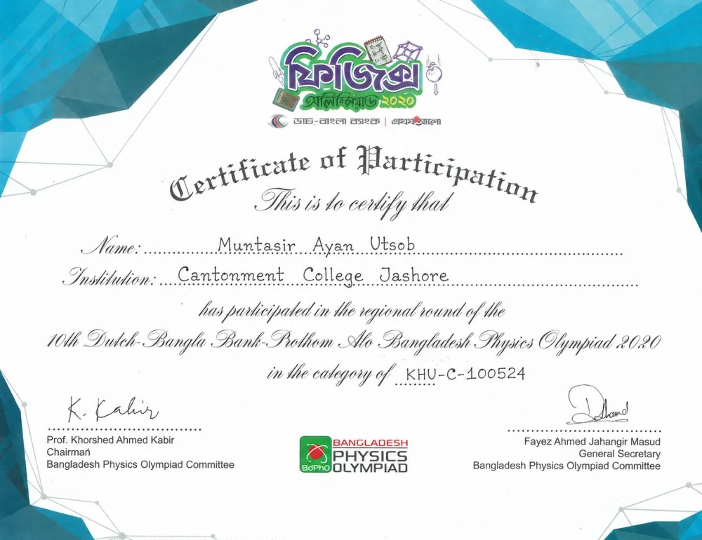Bangladesh Physics Olympiad 2020